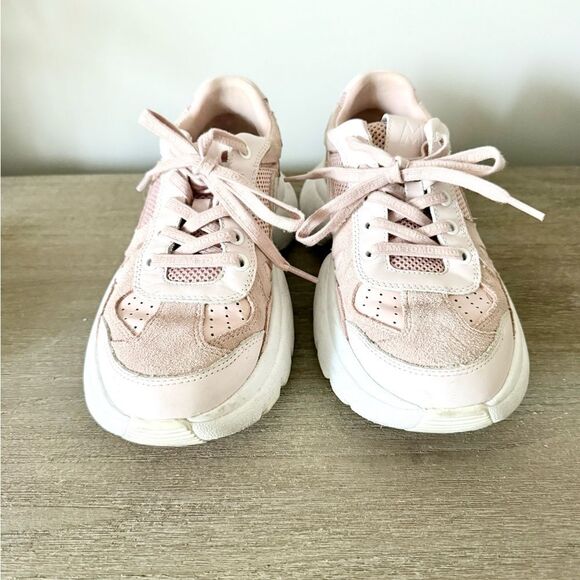Maje Faster Leather and Suede Trainers in Light Pink - Size 39 - Picture 2 of 9